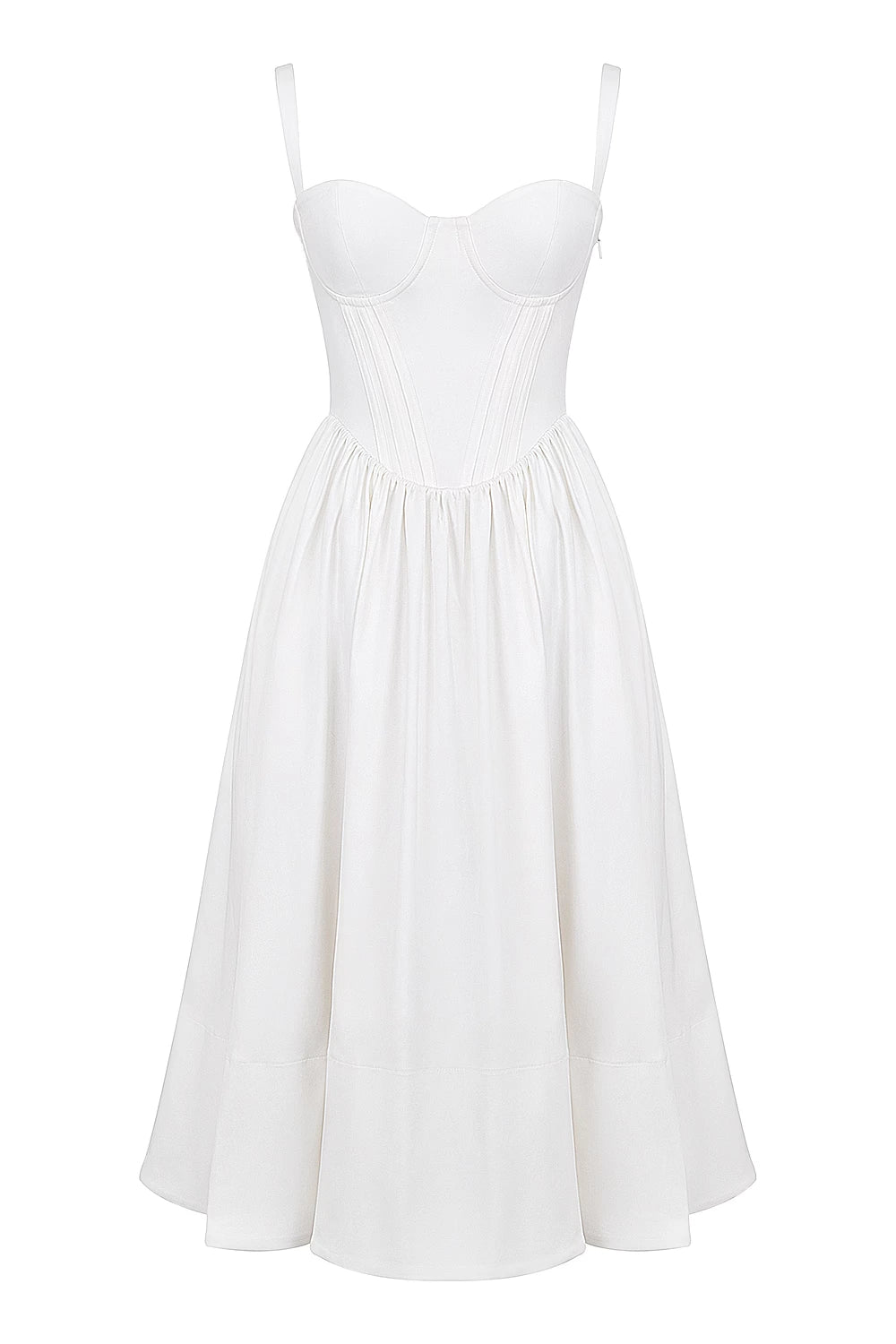Luna White Corset Midi Sundress