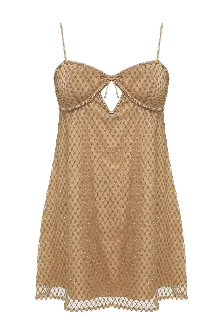 Celestial Gold Glitter Mini Dress