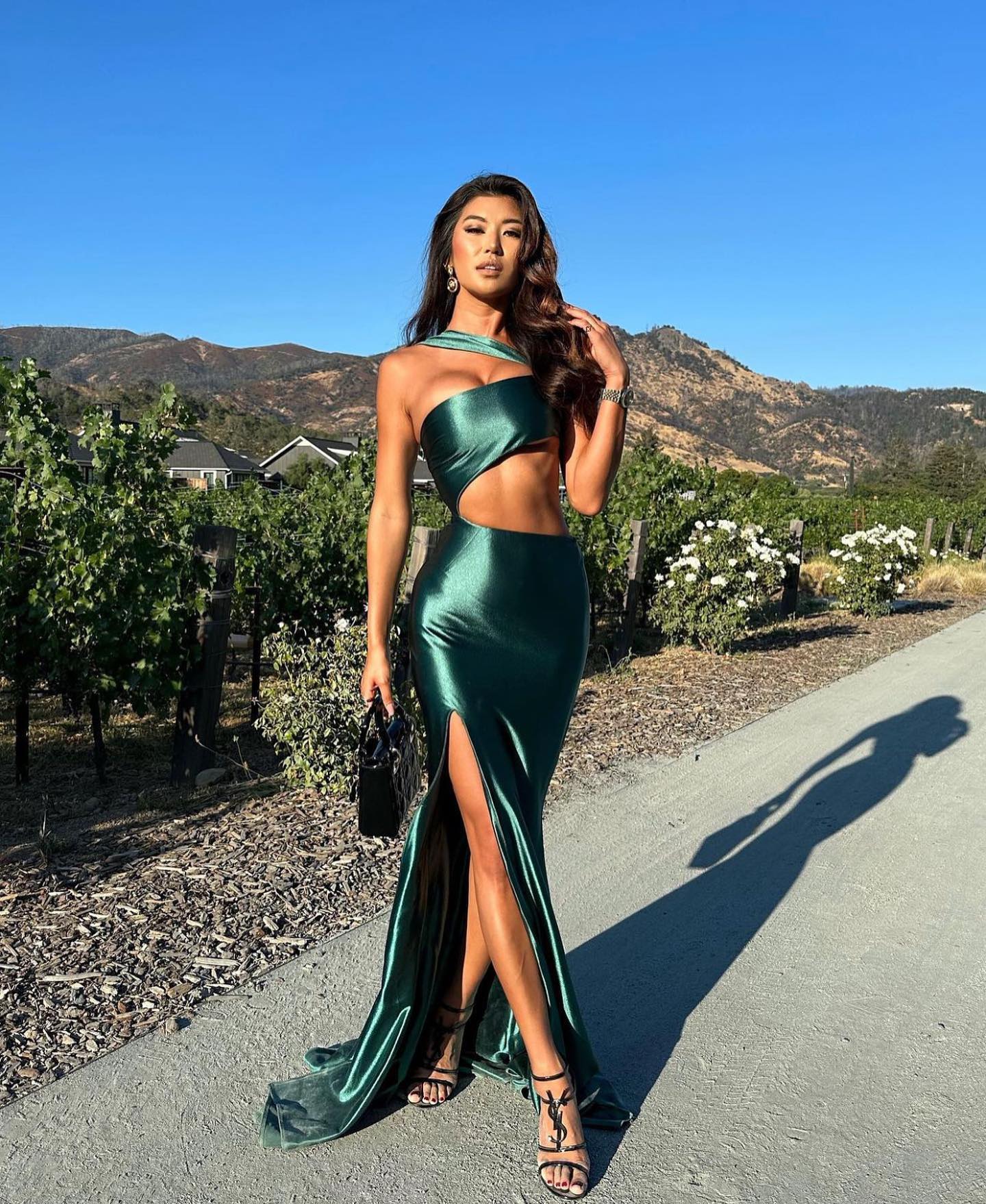 Emilia Emerald Satin Gown