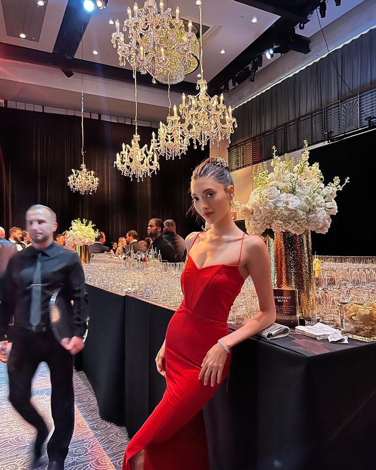 Valentina Red Crepe Gown
