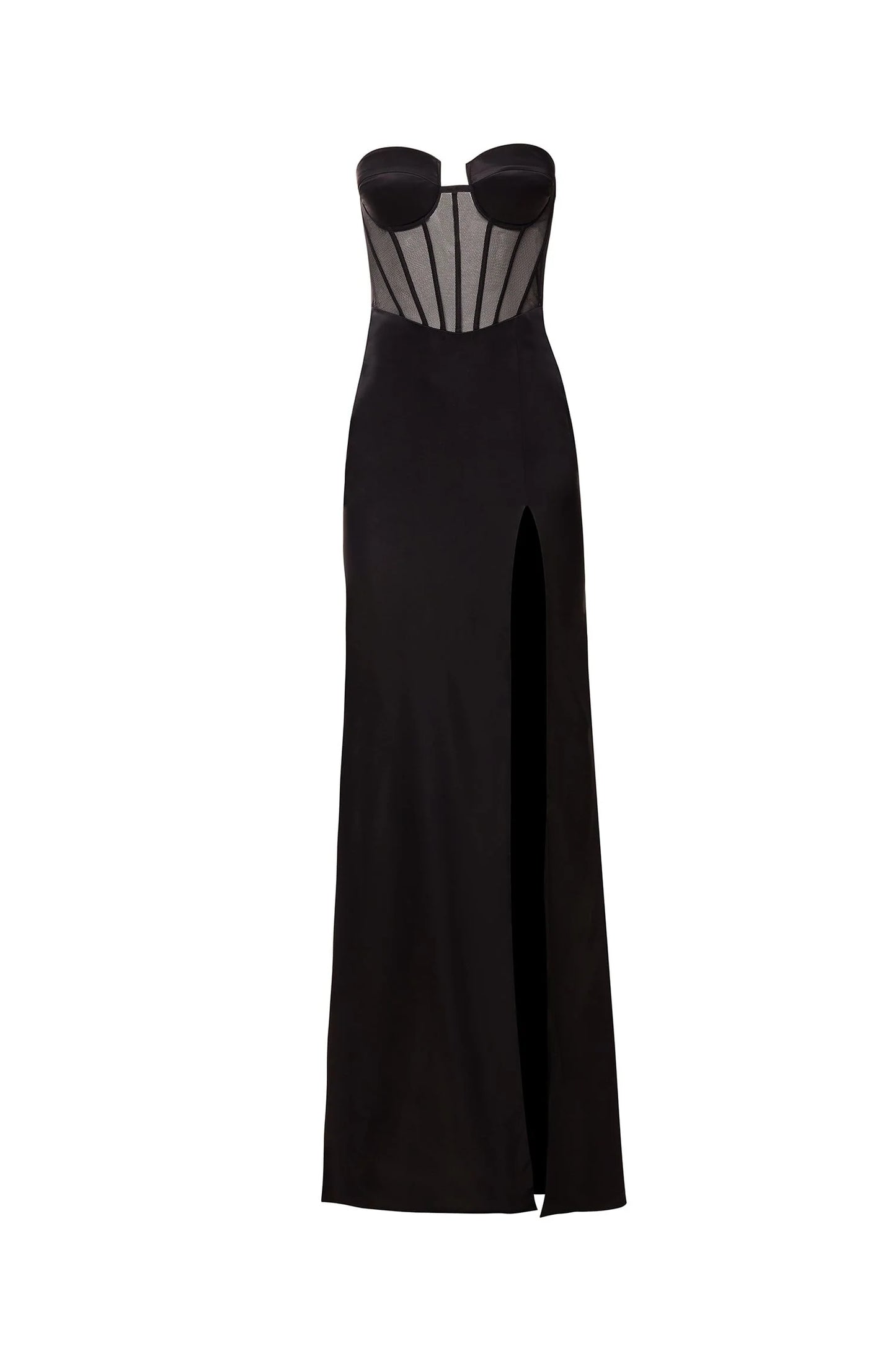 Claudia Black Satin Gown with Gloves