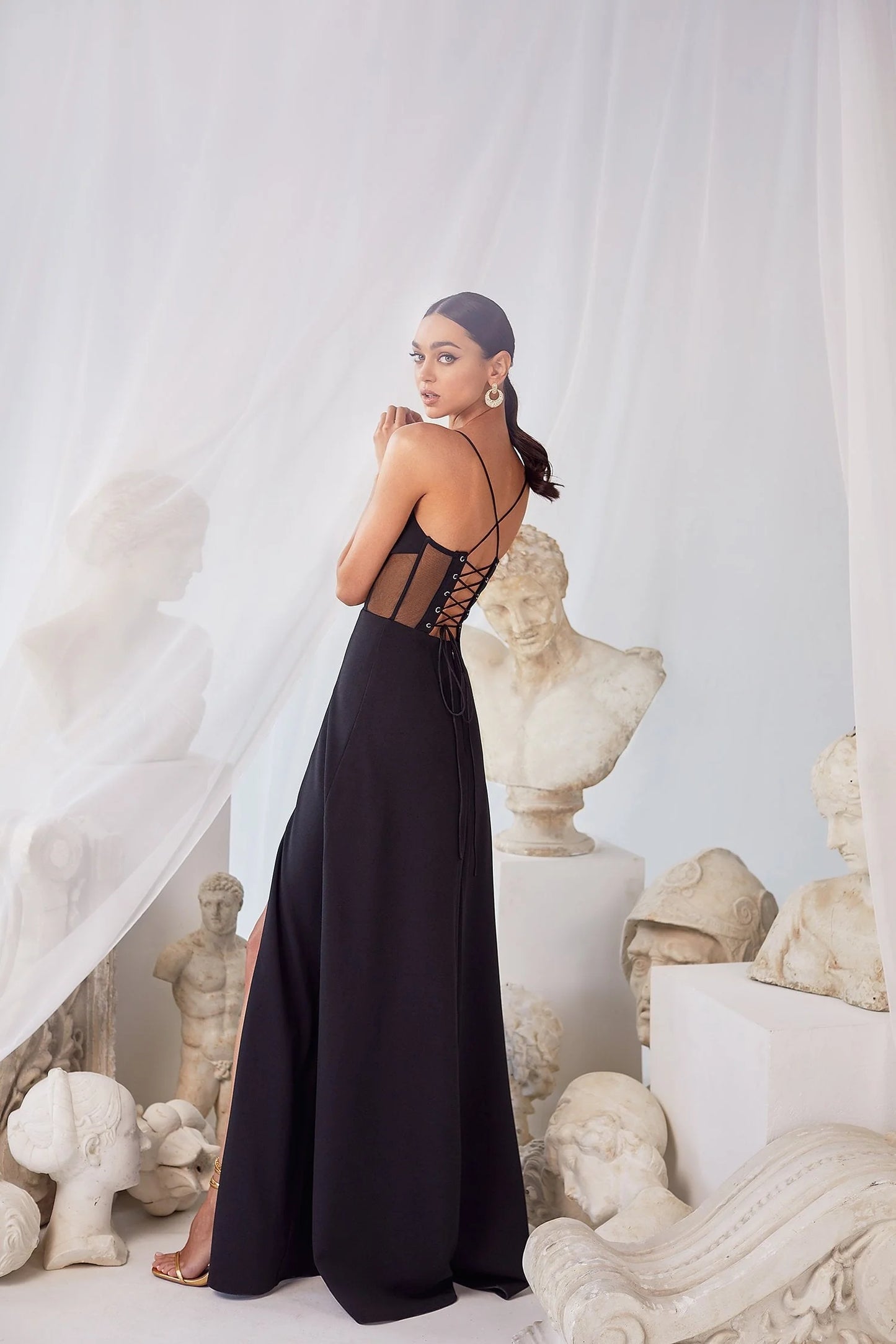 Giulia Black Crepe Dress
