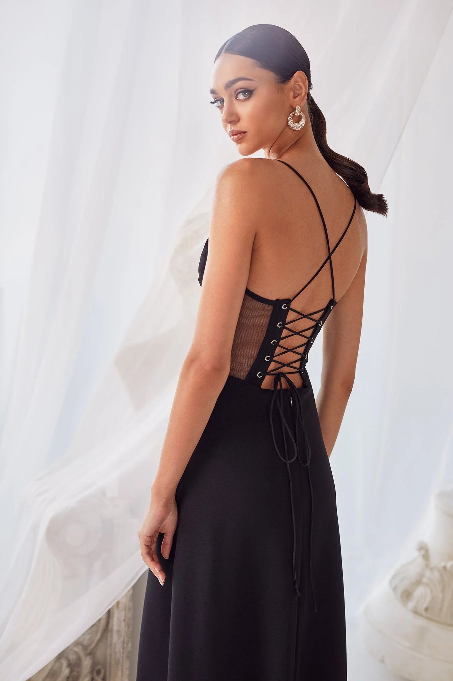 Giulia Black Crepe Dress