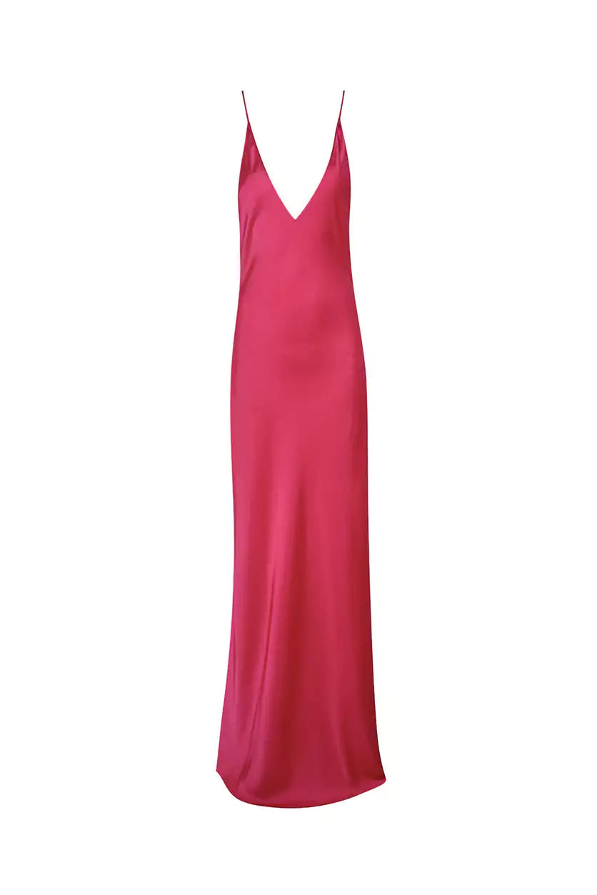 A Pink slip dress on a white background