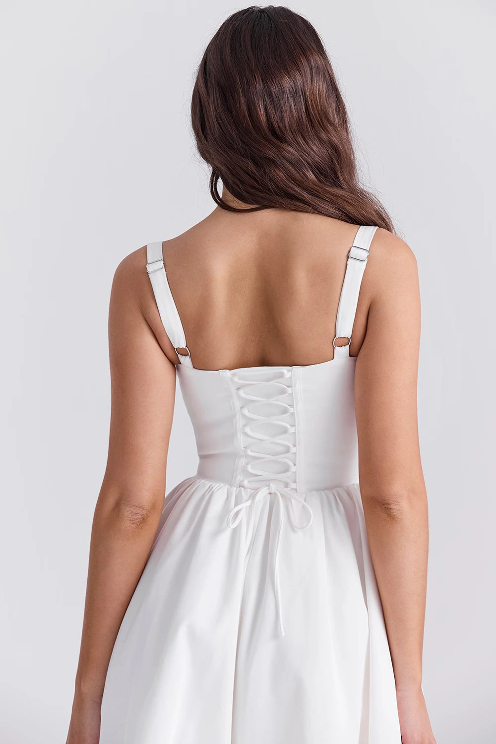 Luna White Corset Midi Sundress