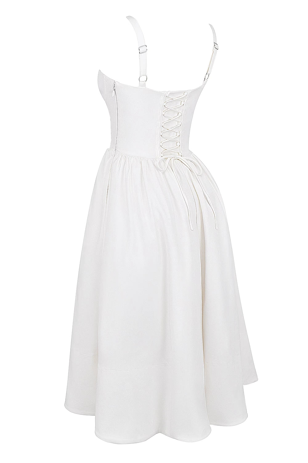 Luna White Corset Midi Sundress