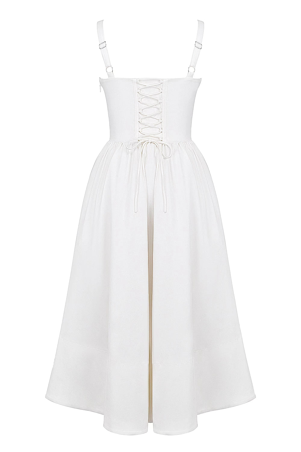 Luna White Corset Midi Sundress