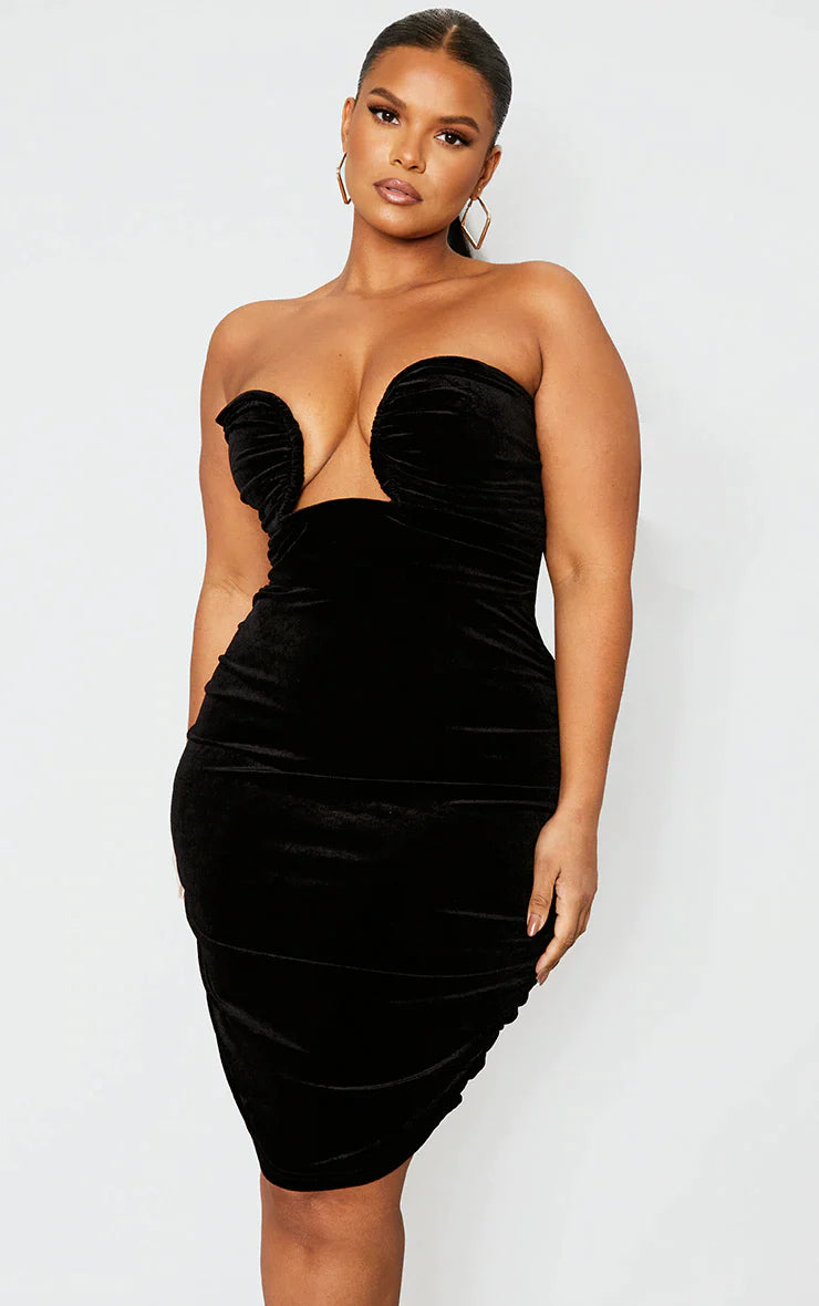 Bria Black V Bar Velvet Dress