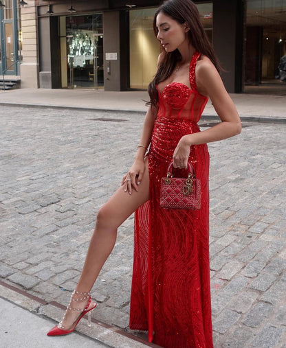 Sara Red Sequin Gown