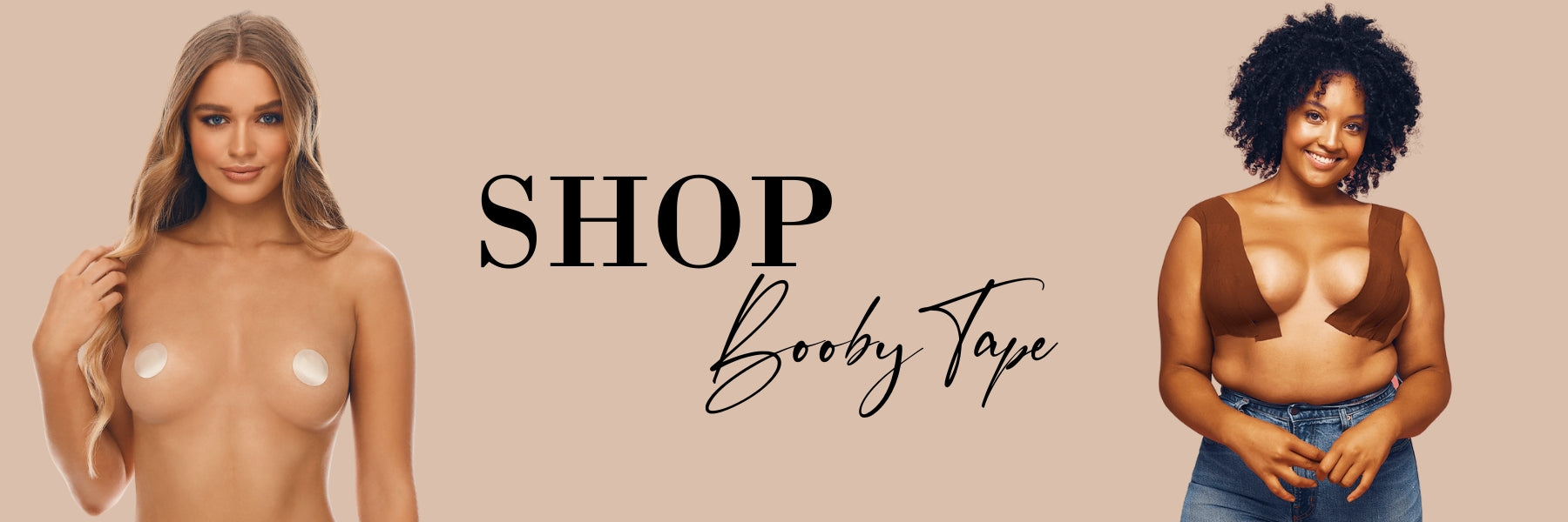 Two women standing next to each other with the words shop baby tip.