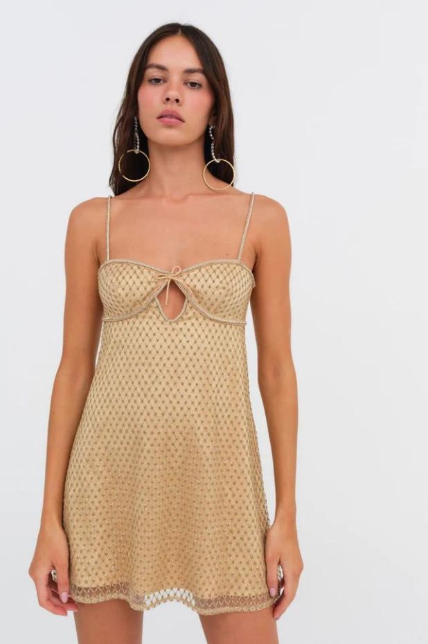 Celestial Gold Glitter Mini Dress Celestial Gold Glitter Mini Dress