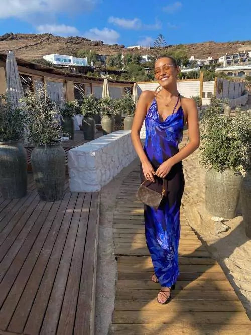 Blue Floral Semi Dress
