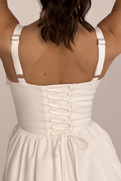 Luna White Corset Midi Sundress