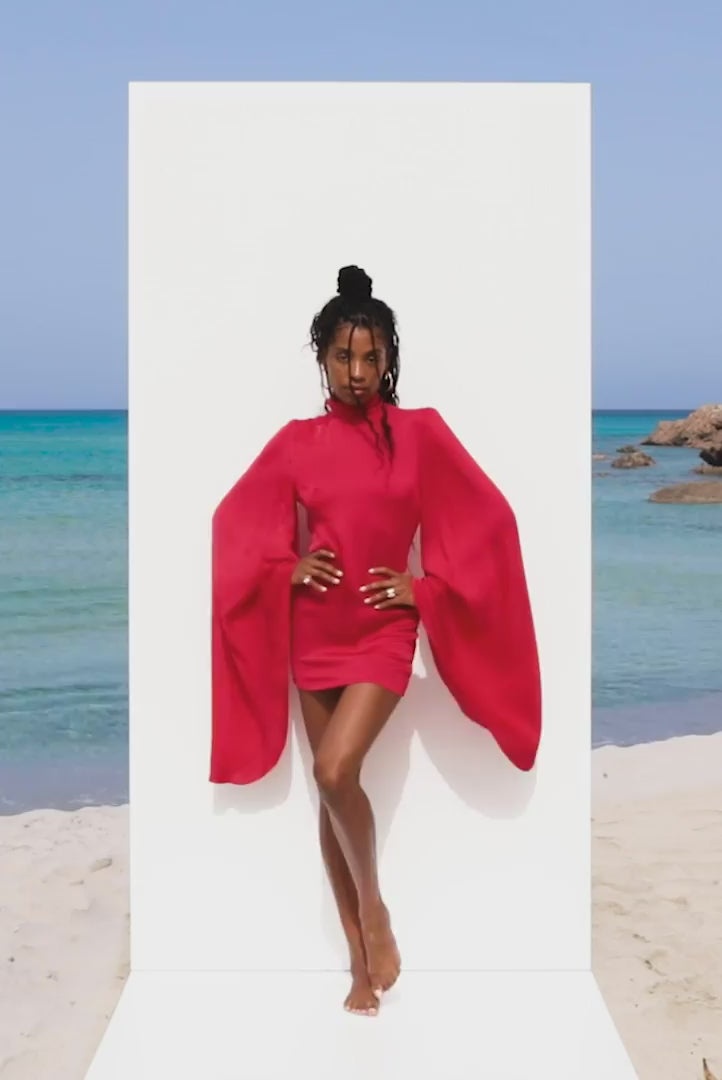 Panya Pink Mini Dress - luxe satin dressupdated#gid://shopify/Video/22492933062726#video_id