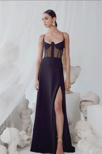 Giulia Black Crepe Dress