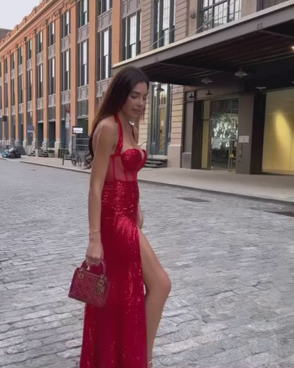 Sara Red Sequin Gown