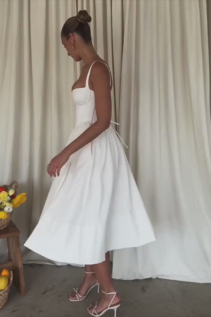 Luna White Corset Midi Sundress