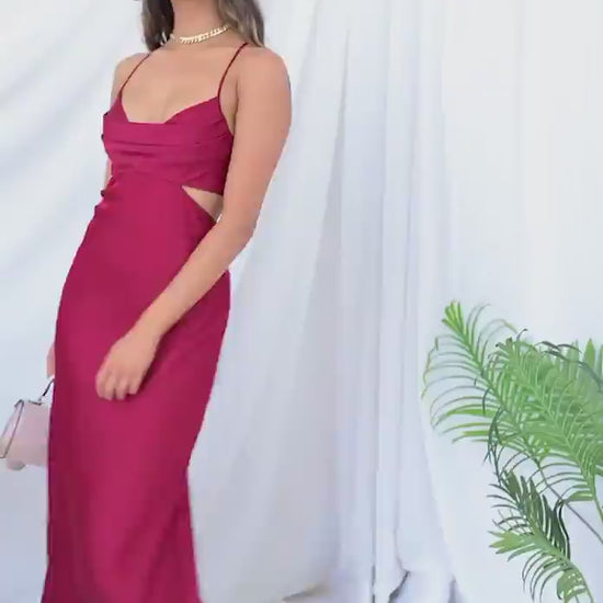 Zala Red Cut Out Maxi Dress - Zala by Australian retailerupdated#gid://shopify/Video/21604994547782#video_id