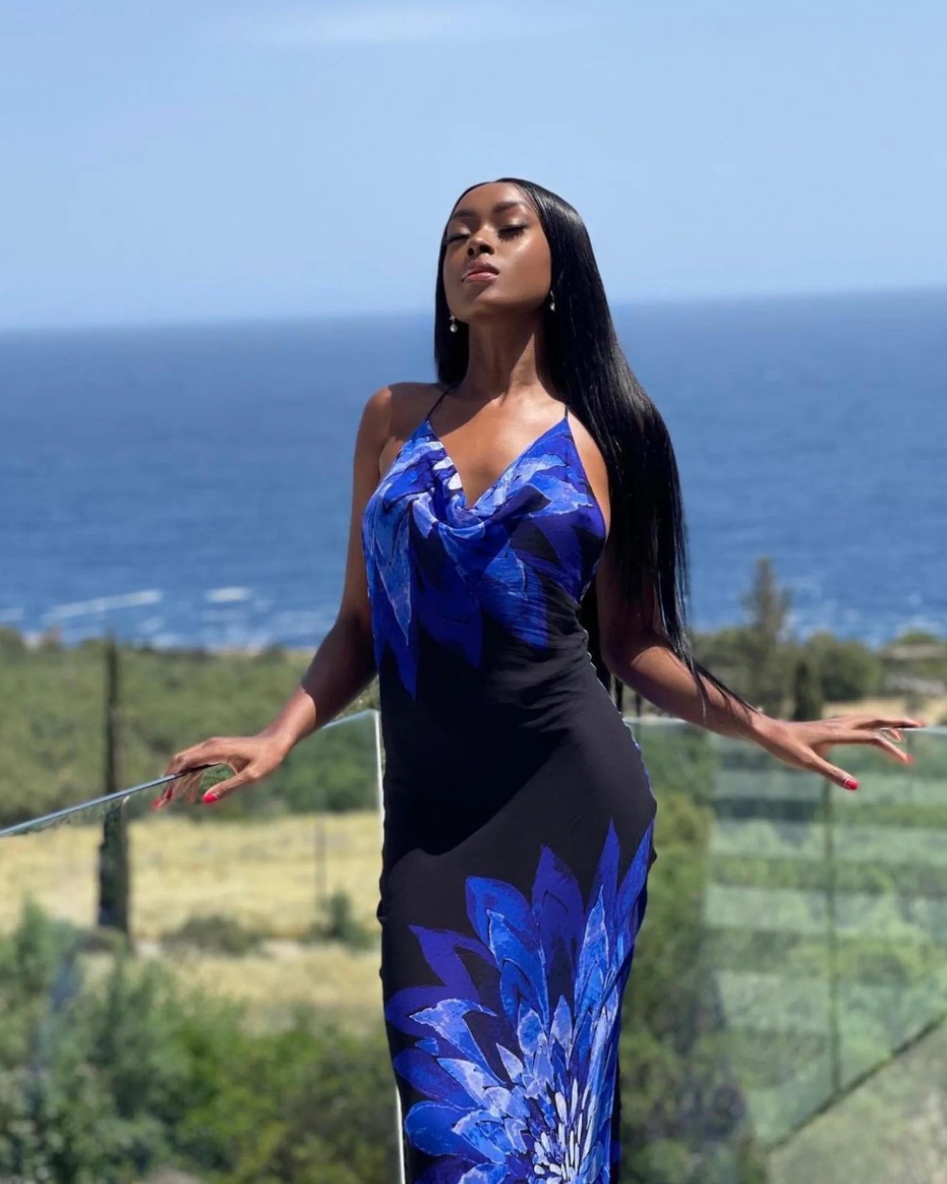 Blue Black Cocktail Dress 