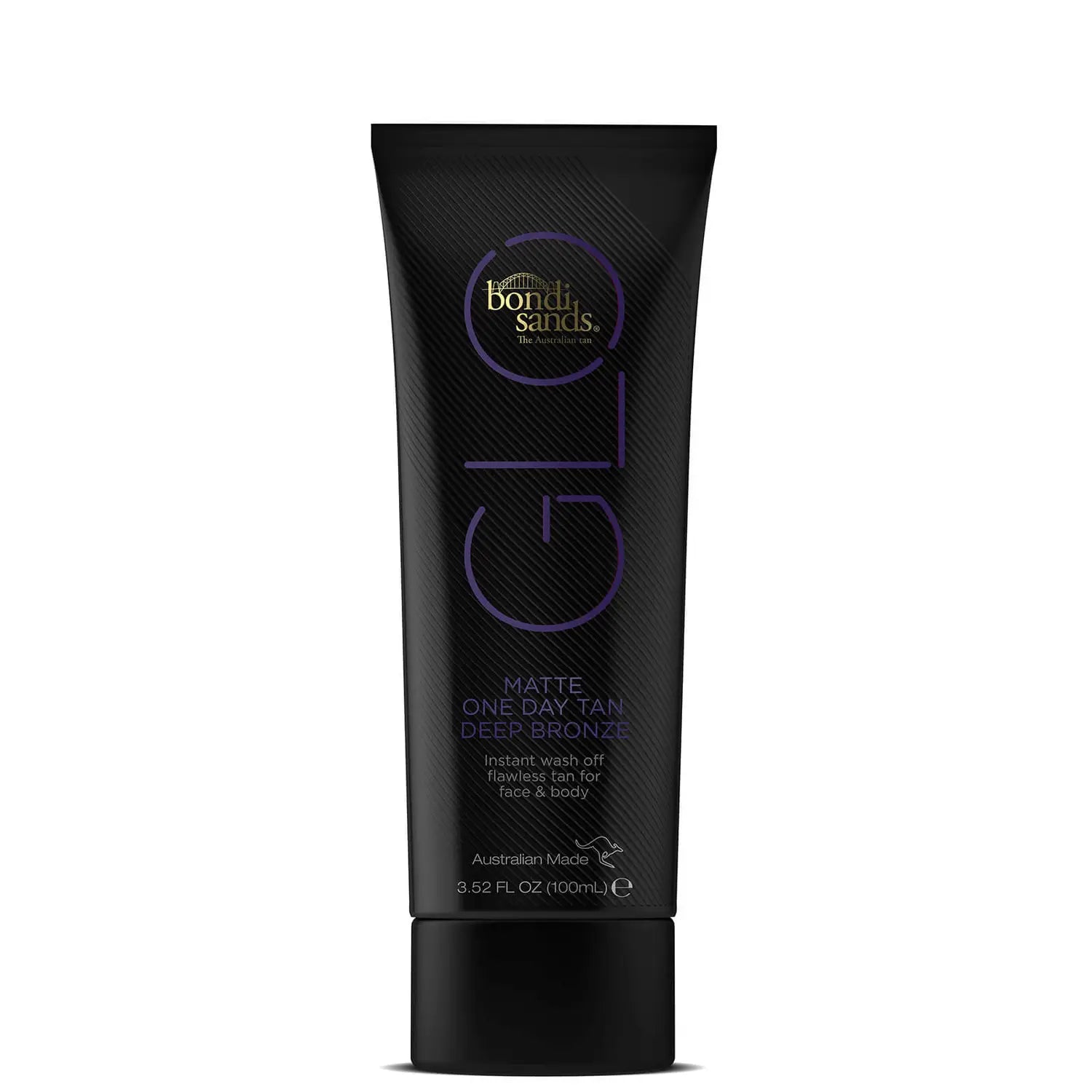 A tube of black and purple hair cream on a white background.