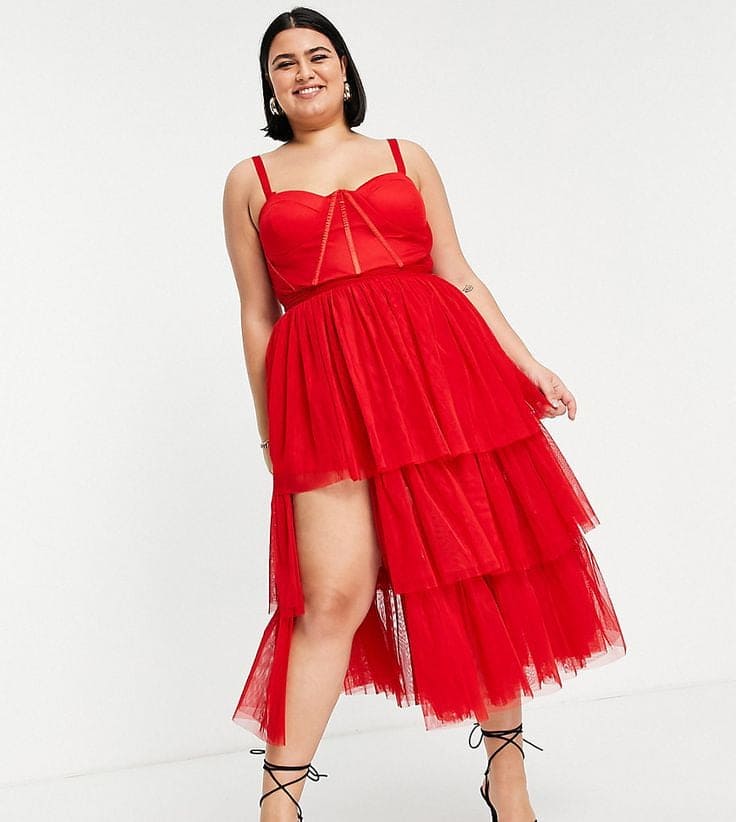 Plus Size Red Midi Dress