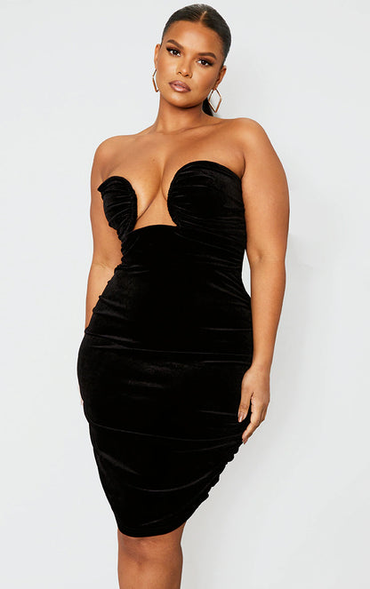 Bria Black V Bar Velvet Dress