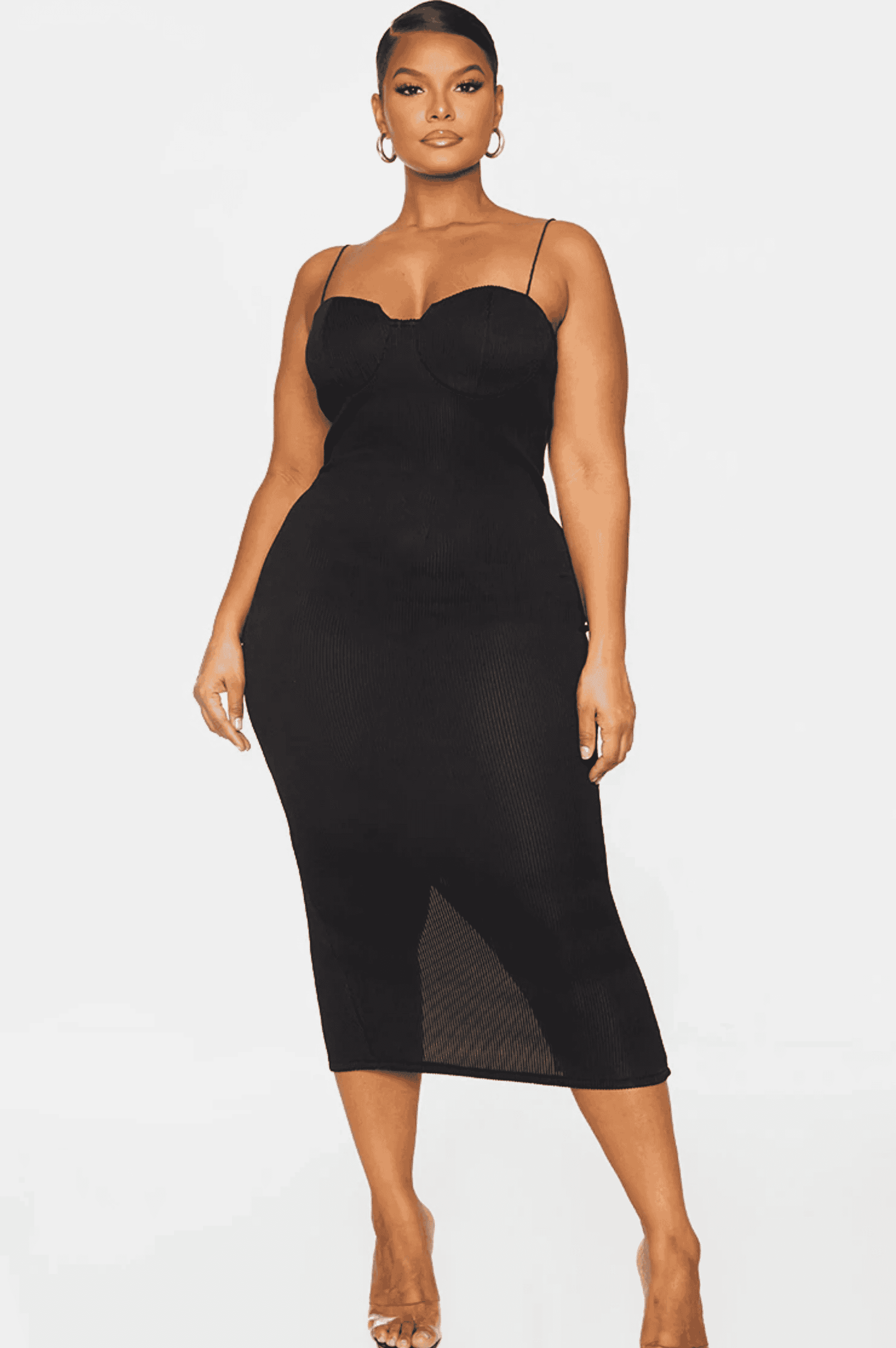 Rent Kessie Black Midi Dress Plus Size Dress on Rotate Cult Crush
